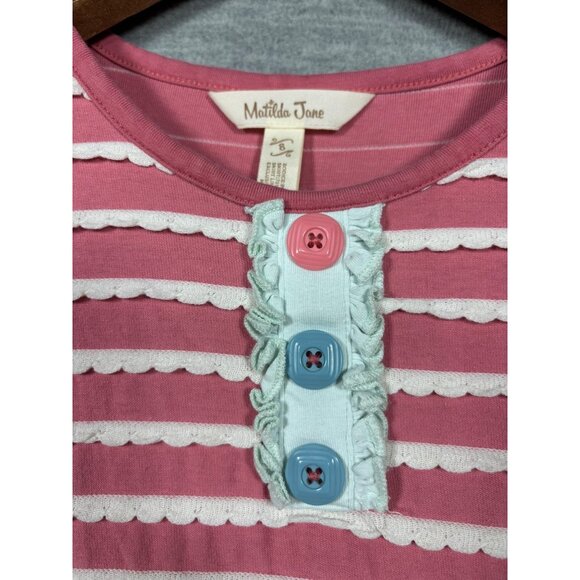 Matilda Jane‎ Girls Dress 8 Enchanted Garden Covington Stripe Print - Picture 2 of 4